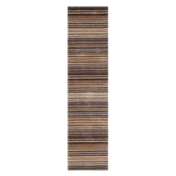 Carter Modern Stripe Hand Woven Wool Natural/Brown/Grey Runner-Melrose-Rug Love - The Most Loved Rug Store
